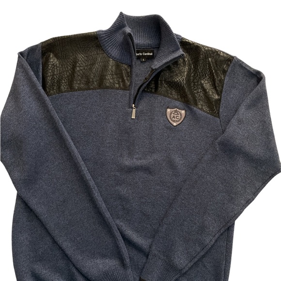 ALBERTO CARDINALI Men’s Pullovers sweater quarter zipper Sz L - Picture 2 of 13